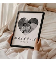 Kişiye Özel Kalp Şeklinde Siyah Beyaz Fotoğraflı Çerçeve – Sevgiliye Romantik Hediye, Yıldönümü Anı Çerçevesi, İsimli Tasarım, Dekoratif Ev Hediyesi, Anlamlı Fotoğraf Baskı Çerçeve Kolajlı Resim Aile