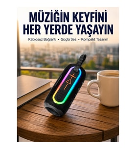 Mey İthalat® Yüksek Ses Kaliteli Kablosuz Hoparlör LED Işıklı Yeni Nesil
