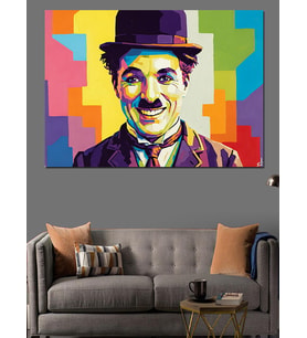 Pop Art Charlie Chaplin Portresi Dekoratif Kanvas - Mdf Ahşap Tablo