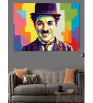 Pop Art Charlie Chaplin Portresi Dekoratif Kanvas - Mdf Ahşap Tablo