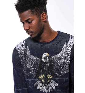 Lacivert Taşlı Desenli Sweatshirt - Wessi
