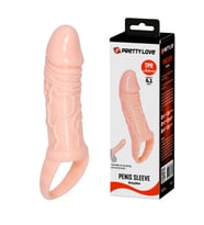 Pretty Love Breyden 16 Cm Testis Halkalı 3 Cm Dolgulu Silikon Penis Kılıfı