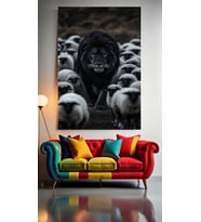 SİYAH ASLAN 1 Ev Duvar Salon Güzellik Salonu Ofis Dükkan Dekarasyon Kanvas Tablo (Çok Renkli)