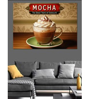 Sıcak Mocha Kahve Görseli Dekoratif Kanvas - Mdf Ahşap Tablo