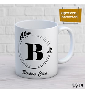 Çiçek Çerçeveli İsme Özel Kupa Bardak
