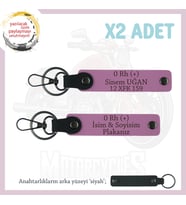 Yol Tutkunlarına İsim Plaka ve 0 Rh (+) Kan Grubu Yazılı Kişiselleştirilmiş x2 Anahtarlık, Pembe-Syh (Çok Renkli)