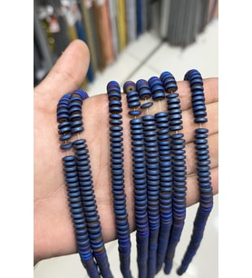 Hematit Taşı Rondela Kesim Mat Mavi 8x3mm Doğal Taş Dizi
