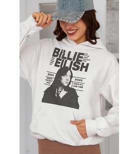 Tasarım Billie Eilish Baskılı Unisex Oversize Şarkıcı Hoodie