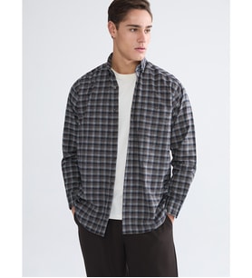 LCWAIKIKI Classic Kahverengi Regular Fit Uzun Kollu Ekose Gabardin Erkek Gömlek