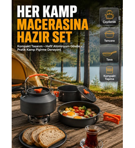 Kamp Mutfak Seti Alüminyum Çaydanlık Tencere Tava Hafif Ve Taşınabilir Tasarım
