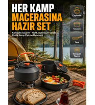 Kamp Mutfak Seti Alüminyum Çaydanlık Tencere Tava Hafif Ve Taşınabilir Tasarım