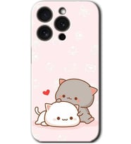 İphone 15 Pro Max Kılıf HD Desen Baskılı Kılıf - Kedi Aşkı