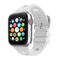 Apple Watch 7/8/9 41mm Kordon Scuba Diving Dalgıç Silikon Band 147 (Beyaz)