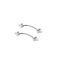 Defne Zamak Kulp Yonca Desenli Model 14 CM (2 Adet)  Gümüş