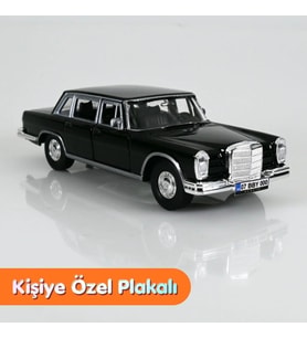 Mercedes-Benz 1963 600 Metal Model Araba Siyah - Kişiye Özel Plakalı (1:36 Ölçek)