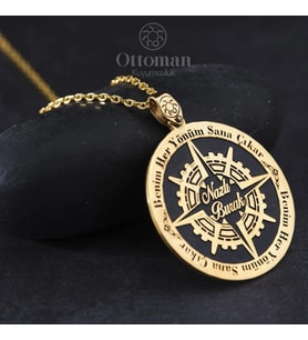 Gold Pusula Model Gümüş Kadın Kolye