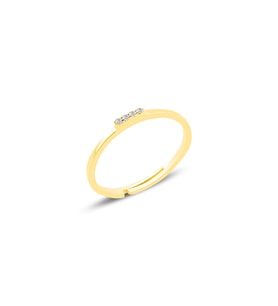Gümüş altın yaldızlı zirkon taşlı ayarlamalı elegant gümüş yüzük SGTL10615GOLD (Altın Rengi)