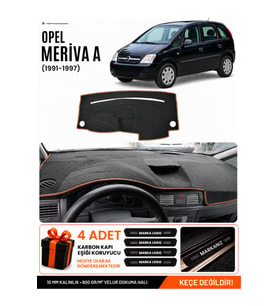 OPEL MERİVA A (2003-2010) Uyumlu Torpido Örtüsü Torpido Kılıfı - Siyah Kahverengi