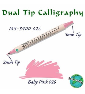 Zig Calligraphy Çift Uçlu Kaligrafi Kalemi 2 mm + 5 mm 026 Baby Pink 