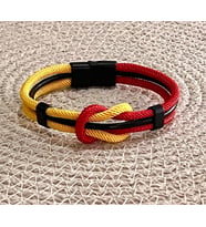 Sarı Kırmızı Taraftar Temalı Deri&Makreme Düğüm Model Bileklik (Net 21cm) (Sarı-Kırmızı)