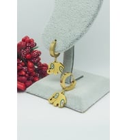 Altın Kaplama Turkuaz Fil Çelik Küpe 2,5 cm