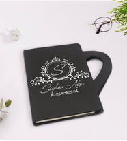 BK Gift Kişiye Özel İsimli Kupa Şeklinde Siyah Termo Deri Defter Model 11