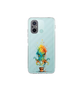 Redmi 12C ile uyumlu Splash ahtapot tasarımlı şeffaf silikon kılıf