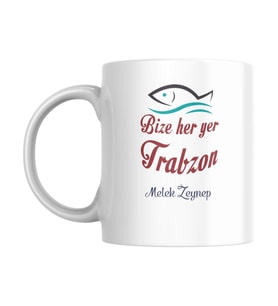 Kişiye Özel Bize Her Yer Trabzon Temalı Kupa Bardak