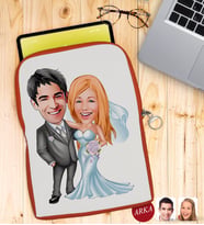 BK Gift Kişiye Özel Evleniyoruz Karikatürlü Taşınabilir Koruyucu Tablet Kılıfı & Organizer Çanta - Turuncu-5