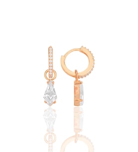 Gümüş rose kristal kesim zirkon taşlı halka küpe SGTL12255ROSE