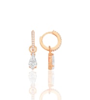 Gümüş rose kristal kesim zirkon taşlı halka küpe SGTL12255ROSE