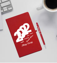 Yılbaşı Hediyesi Kırmızı Defter & Kalem Seti  (Beyaz)