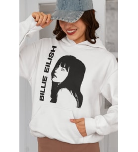 Billie Eilish Baskılı Unisex Oversize Şarkıcı Hoodie