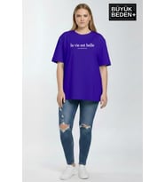Kadın Büyük Beden L.v. Est Belle Baskılı 3xl-6xl Bisiklet Yaka Tshırt SPR26BTSK510-17