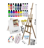 Akrilik Boya Resim Seti Südor Monalisa 18 Renk 70 ml Akrilik Boya 2 Tuval 25x35 Fırça Spatula Şövale 