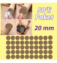 Yapışkanlı Yuvarlak Keçe Masa Sandalye Parke Zemin Ayak Koruyucu Kaydırmaz 20 mm Keçesi (50'Lİ PAKET) (Kahverengi)
