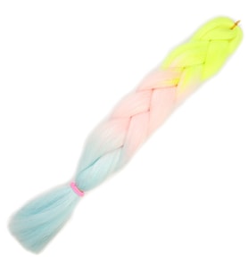 Simli Neon Sarı / Şeker Pembe / Su Yeşili Ombreli Örgülük Saç 100 Gr.