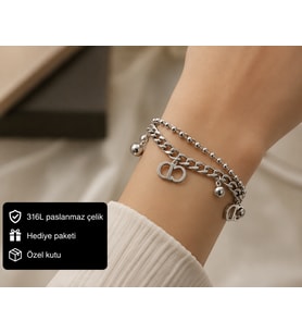 Çok Zincirli Çelik Bileklik – Top Detaylı Şık ve Modern Kadın Bileklik