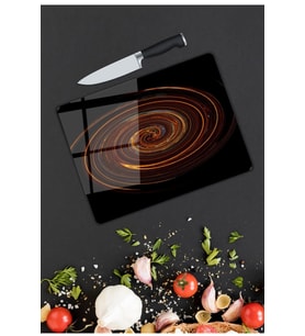 Renkli Halkalar Cam Kesme  ve Sunum Tahtası 25 cm X 35 cm