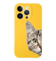 Apple iPhone 14 Pro Max  Lansman Kılıf Catface  Tasarımlı Altı Kapalı İçi Kadife Kaplı  Kapak (Şeffaf)