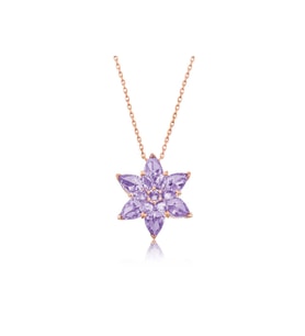 Gümüş Rose Lila Lotus Çiçeği Kolye CSR2180729