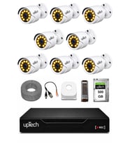 UPTECH Full HD 8 Kameralı Gece Renkli Görüş Su Geçirmez Güvenlik Kamera Seti 1 TB HDD 2239