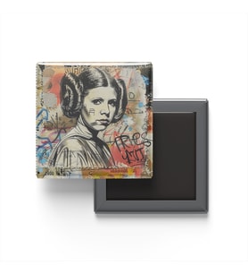 Princess Leia - Baskılı Buzdolap Magneti Kare - 9x9 cm