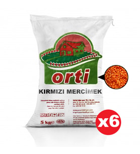 Orti Kırmızı Mercimek 5 Kg x 6 Paket.