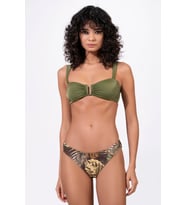 Endeep Kadın Desenli Özel Lurex Kumaş V Detaylı Bikini Takımı