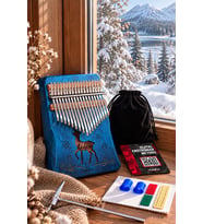 Midex KLX-510 Hakiki Ağaç Geyik Desenli Kalimba 17 Tuşlu Full Set