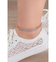 GÜMÜŞ ROSE TURKUAZ TAŞLI İKİ SIRALI HALHAL