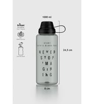 Renga Ege Yazı Desenli 1000 ml Tritan Matara 912141 Fuşya (Siyah)