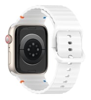 Apple Watch 10/11 42mm-38/40/41mm Kordon Dekoratif Örgü Çizgili Spor Silikon Kay (Beyaz)