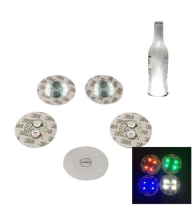 Parti Led Şişe Bardak Altlığı 6cm Parlak 4 LED Flaş Dekor Işık 7 Renk